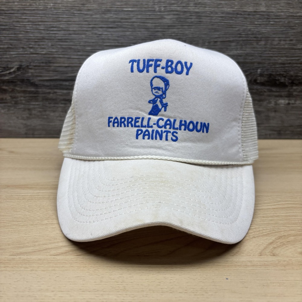 Vintage Tuff-Boy Farrell-Calhoun Paints Hat Cap Snap Back White Mesh Trucker